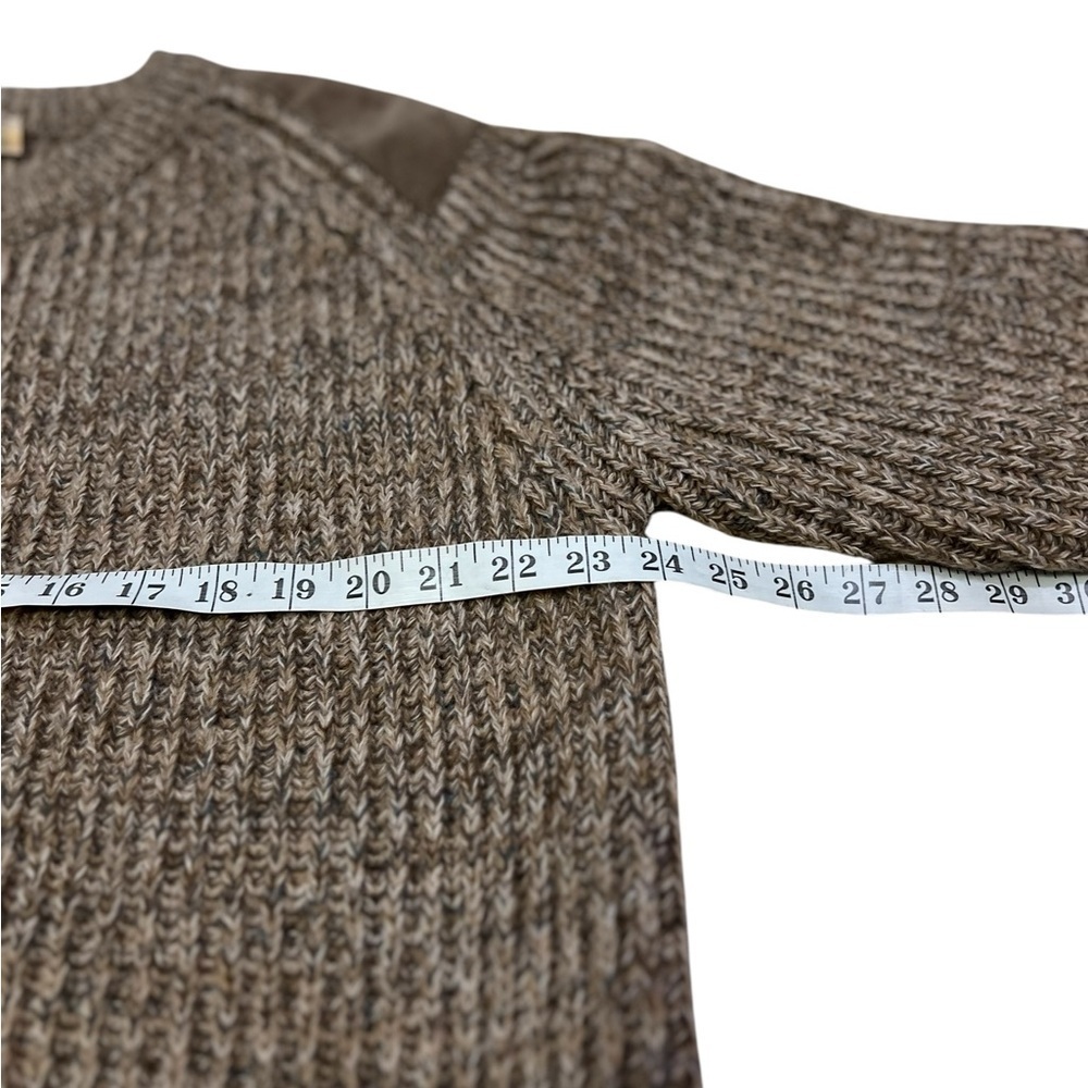 Brenire Scotland Mens Sweater Size L Full Zip 100% Wool Suede Patches Pockets - Picture 7 of 8